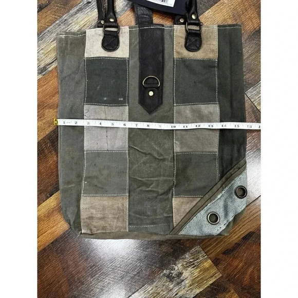 Vintage Addiction Patchwork Tote Canvas & Leather Tote Bag Purse - Picture 7 of 9